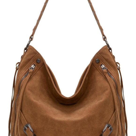 Wrangler Large Hobo Purses and Handbags for Women with Buckle and Fringe Zipper - Picture 1 of 8